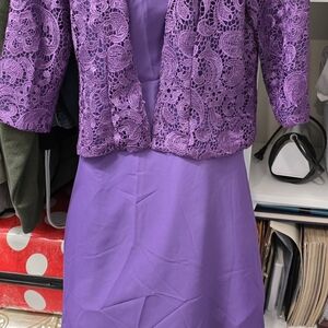 Elegant Purple Lace Dress with Jacket